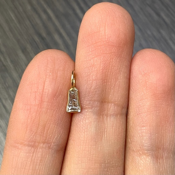 .35CT Tapered Step Cut Diamond Pendant Charm in solid 14k Yellow Gold - Picture 3 of 4